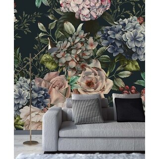 Dark Wallpaper with Flowers Peel and Stick and Prepasted - Bed Bath ...