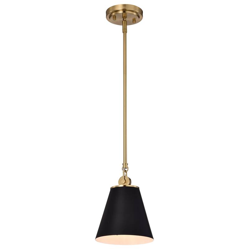 Dover 1 Light Small Pendant Black with Vintage Brass