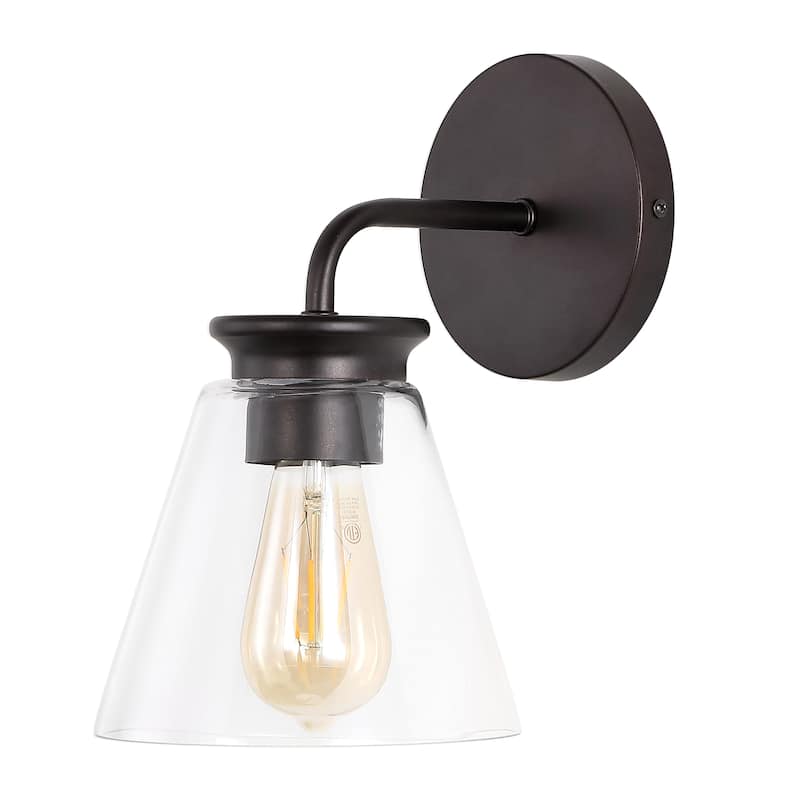 Kondo 6.38" Modern Farmhouse Iron LED Vanity, Oil Rubbed Bronze/Clear by JONATHAN Y