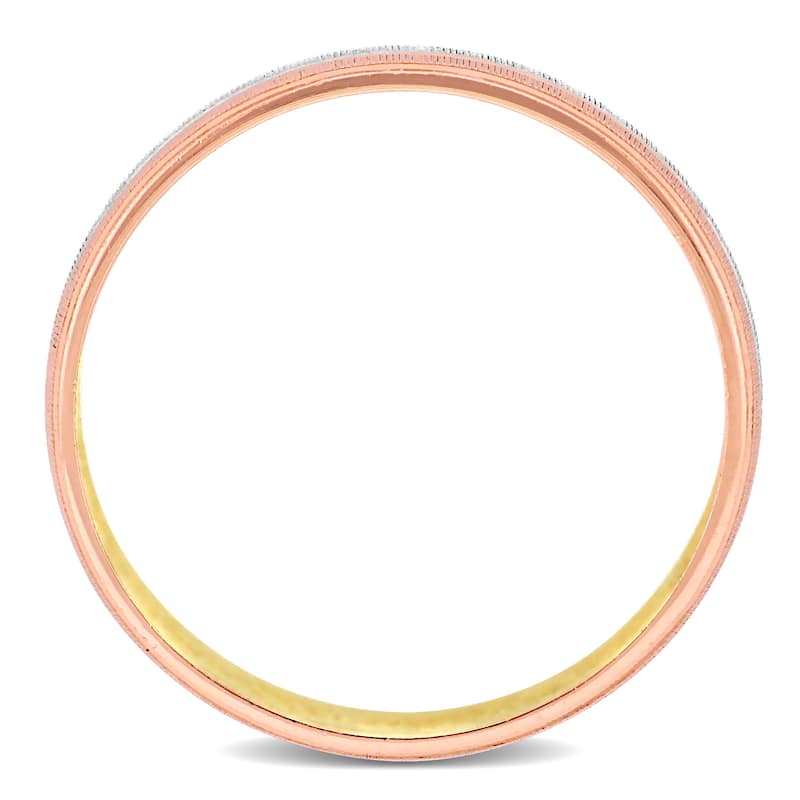 Miadora 6mm Brushed Finish Wedding Band in 14k 3-Tone Gold