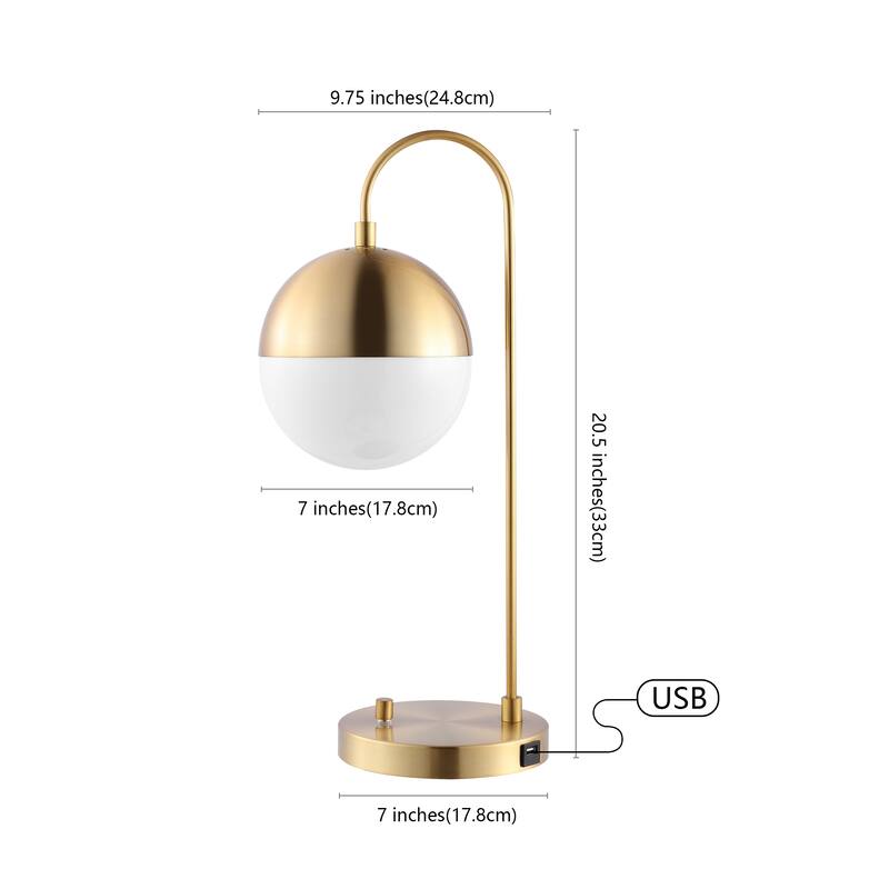 SAFAVIEH Lighting Laurenza 21-inch Mid-Century Brass Gold Led Task Table Lamp