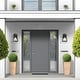preview thumbnail 5 of 14, Modern Farmhouse 1-Light Black Outdoor Wall Sconce Water Ripple Glass Patio Lights - W 6.7" x H 11" x D 7.1"