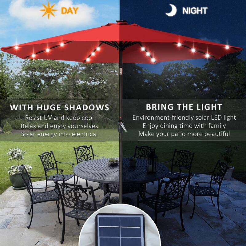 ABCCANOPY 10.5FT Outdoor Patio Solar Umbrella with 32LED Lights