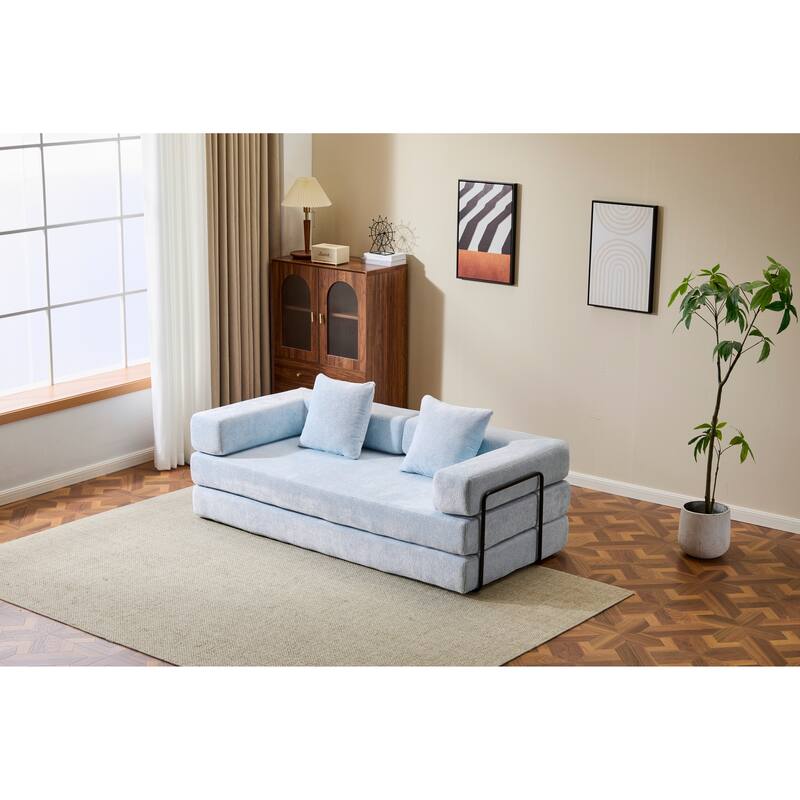Lounge Sleeper Bed Floor Sofa Bed with Foldable Armrests, Loveseat Sofa Sleeper Sofa Accent Couch Settee