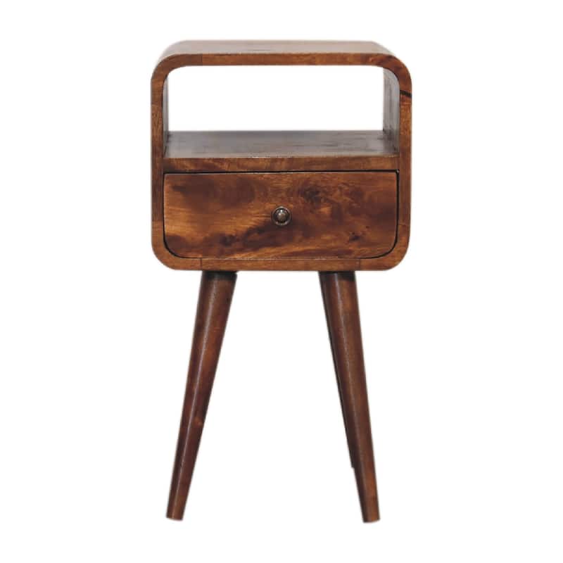 Mid Century Modern Style Drawer Nightstand With Open Shelf,Wooden Storage Side End Table with Drawer