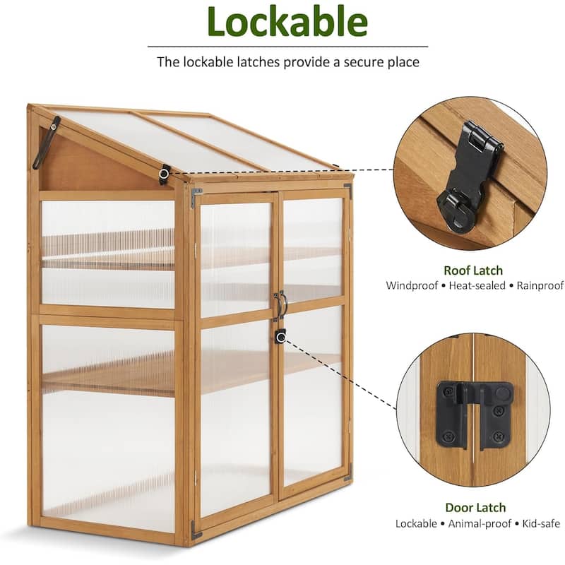 MCombo Cold Frame Greenhouse with Adjustable Shelves, Solid Wood 1344