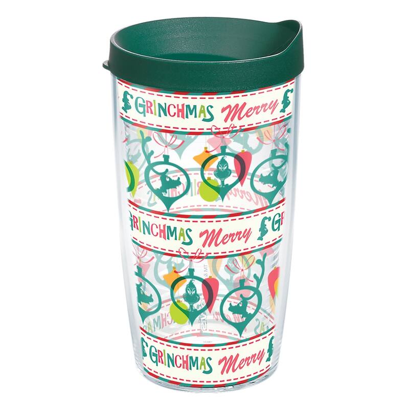 Tervis Dr. Seuss Grinch Christmas Holiday Pattern Made in USA Double Walled Insulated Travel Tumbler, Classic - 16oz