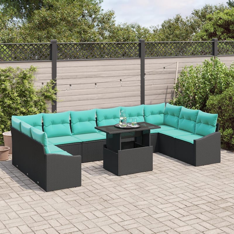 vidaXL 11 Piece Garden Sofa Set with Cushions - 135.4×73.8×27.2