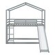 preview thumbnail 21 of 40, Twin Over Twin Wooden Bunk Bed with Roof, Slide and Ladder
