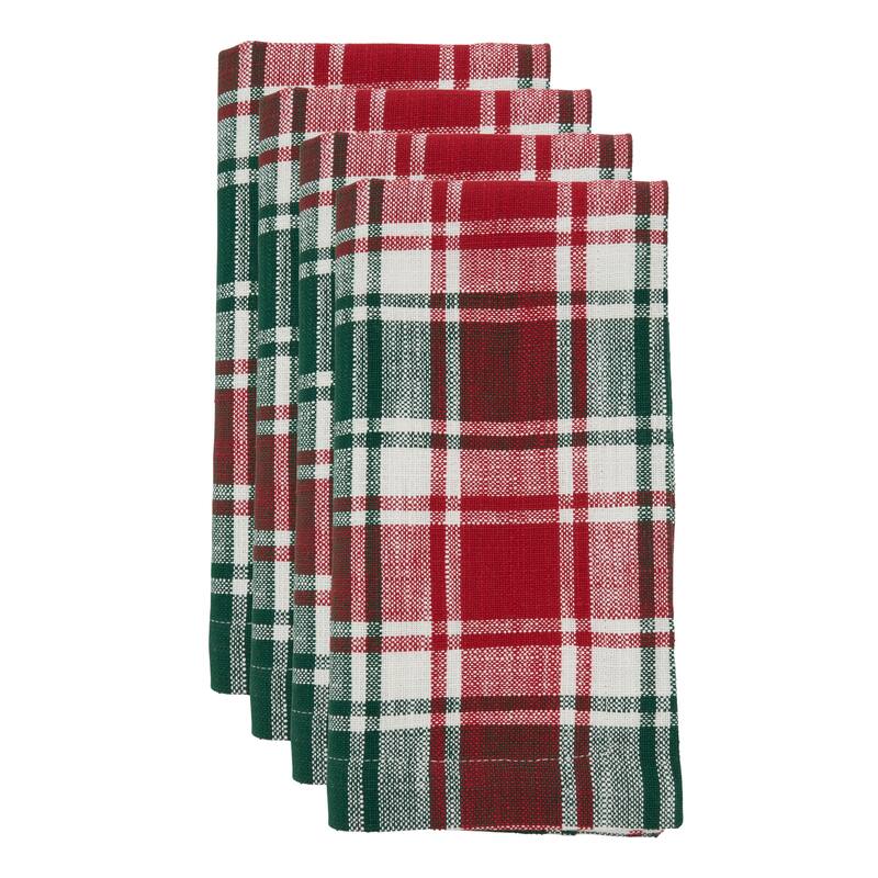 Plaid Design Cotton Table Napkins (Set of 4)