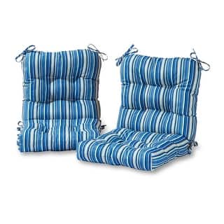 Coastal Stripe 21 x 42-inch Outdoor Seat/Back Chair Cushion (Set of 2) (Cushions Only)
