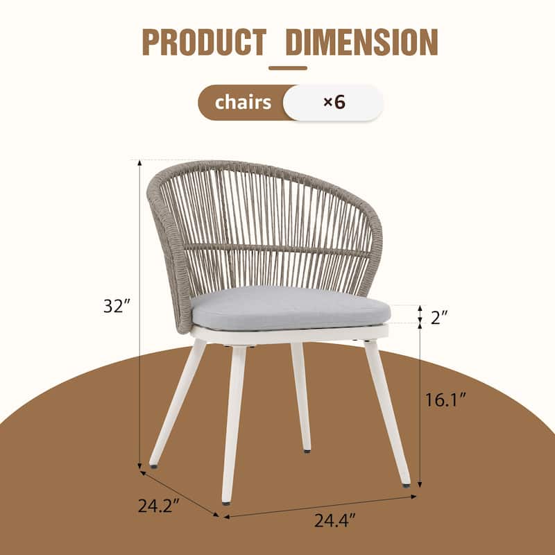 Outdoor 7-Piece Patio Dining Chair and Extendable Wood Dining Table