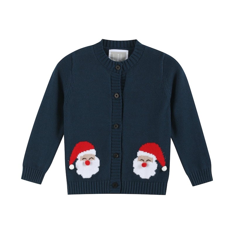 Lil Cactus Navy Blue Christmas Santa Knit Cardigan