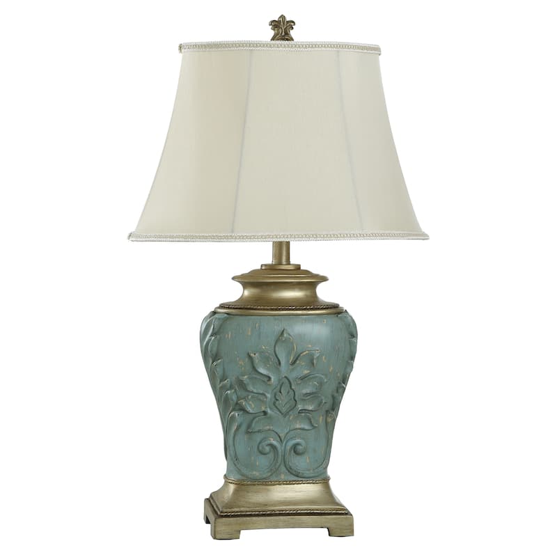 StyleCraft Magonia Table Lamp - Antique Ocean Blue, Champagne