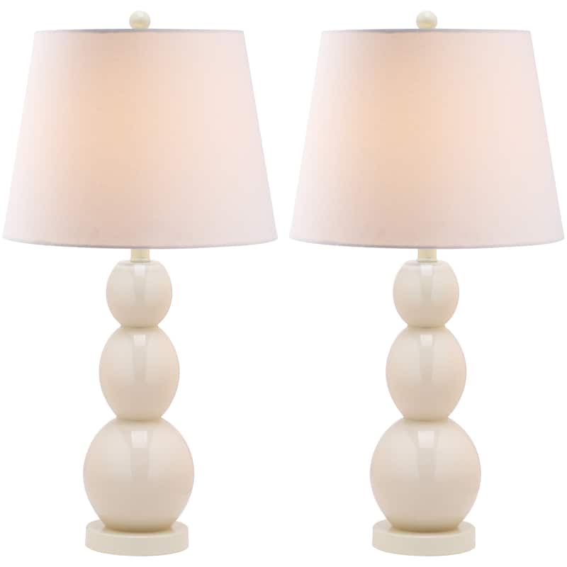 SAFAVIEH Lighting Natasha 28-inch Three Sphere Glass White Table Lamp (Set of 2) - 14"x14"x26.5" - 14Wx14Dx27H