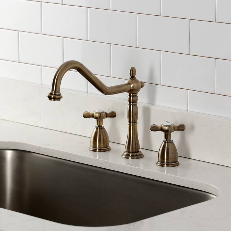 Kingston Brass Essex Double-Handle Wall-Mount Pre-Rinse Bridge Kitchen Faucet
