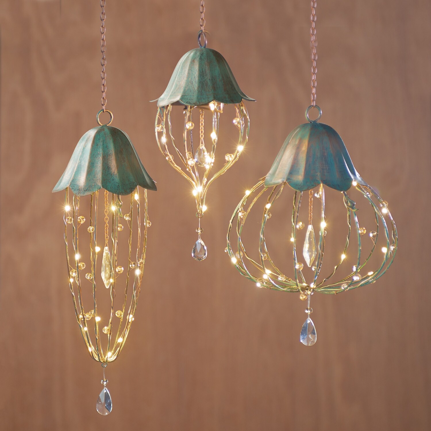 Shop Grasslands Road Crystal Hanging Lanterns Set Of 3 Cordless