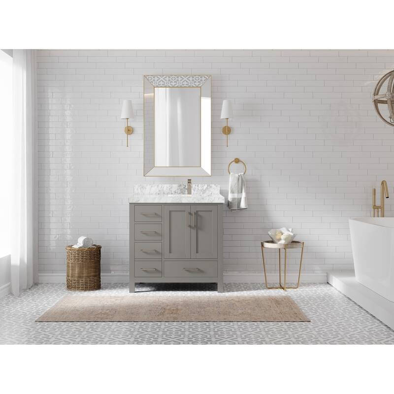 Willow Collections 36 in. W x 22 in. D Malibu Right Offset Sink Bathroom Vanity with Countertop