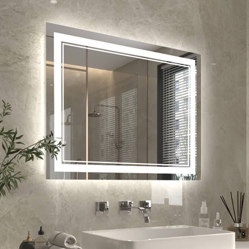 ExBrite Anti-Fog LED Bathroom Mirror with Endless Dimming - 28" x 36"