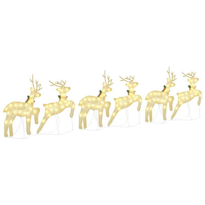 vidaXL LED Reindeers 6 pcs Gold fabric - 17.7 x 7.5 x 25.6