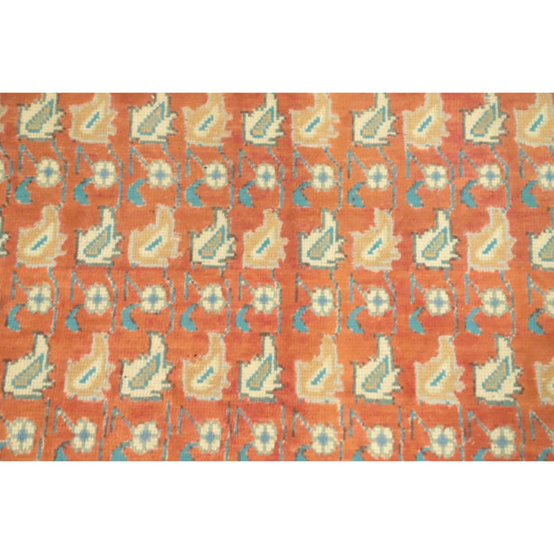 Hand Knotted Oriental 100% Wool Carpet Traditional Floral Oranges & Rust Tabriz Area Rug - 4' 8'' X 3' 2''