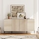 preview thumbnail 16 of 26, WAMPAT Wooden Reeded Baby Dresser For Bedroom, 61" 4-Door Cabinet For Kids, Mid Century Modern Closet Storage Organizer Beige