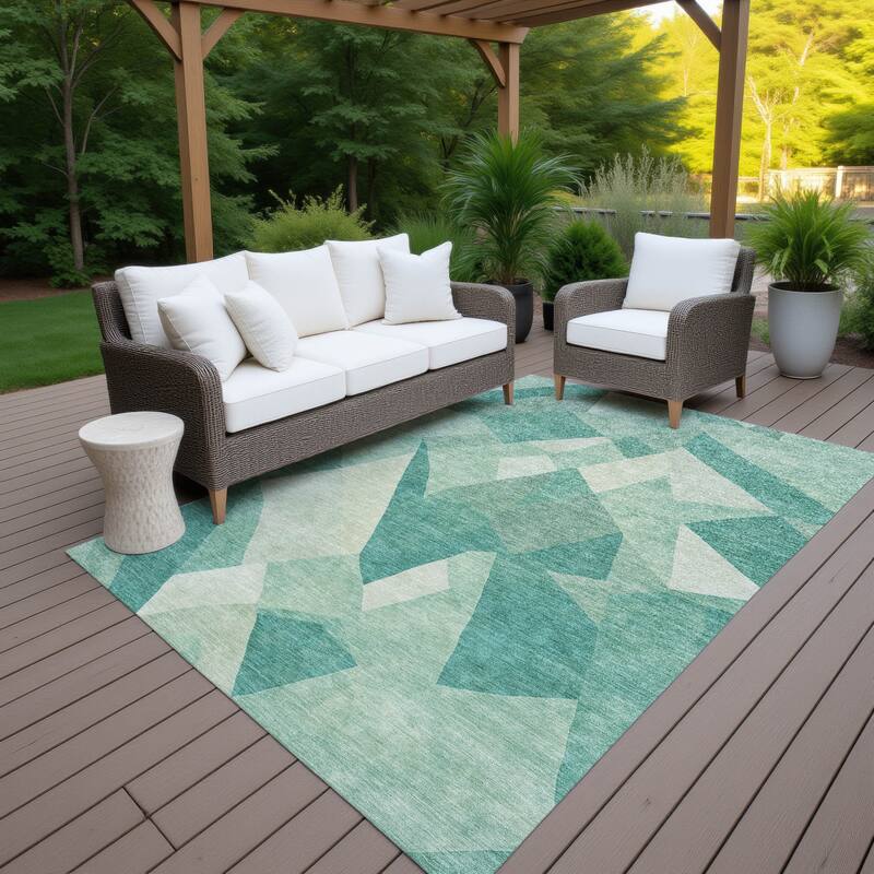 Machine Washable Indoor/ Outdoor Modern Queby Chantille Rug