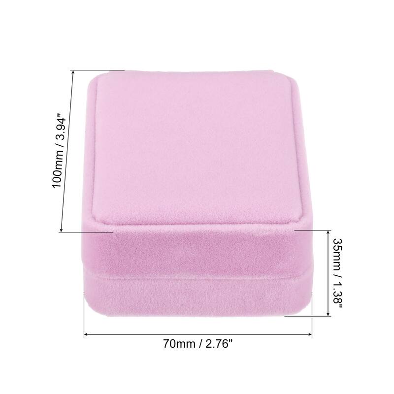 Velvet Necklace Box Single Slot Jewelry Holder for Wedding Style 2 - Pink