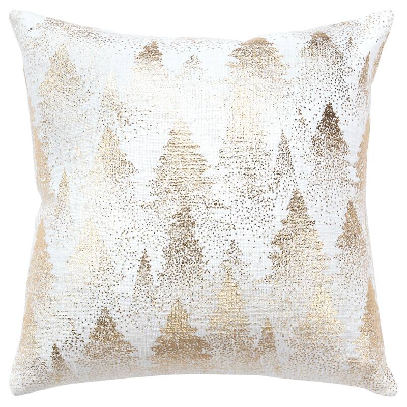 Rizzy Home Ivory/Gold Winter Tree Throw Pillow Cover