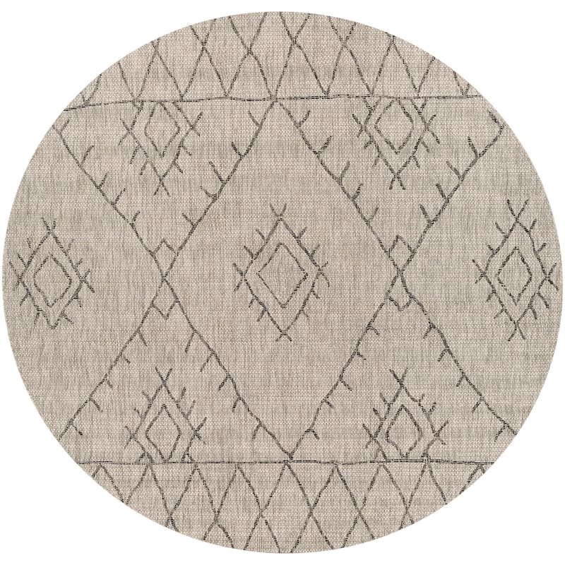 Livabliss Avra Indoor/ Outdoor Bohemian Area Rug - 7'10" Round - Black