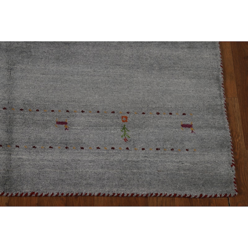 Tribal Gray Gabbeh Indian Area Rug Handmade Wool Carpet - 5'0" x 7'10"