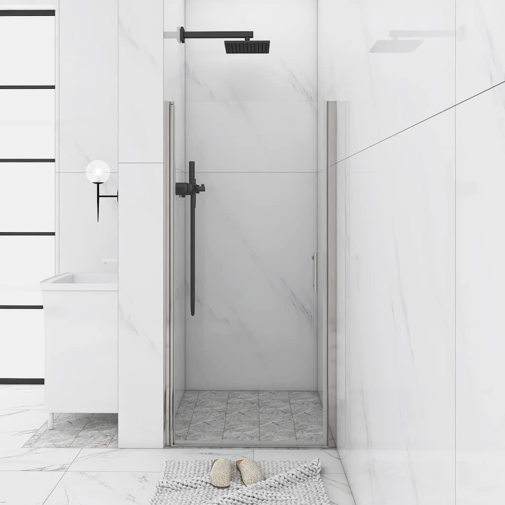 30/32/34/36 Inch Semi-Frameless Pivot Shower Door with Clear Tempered Glass
