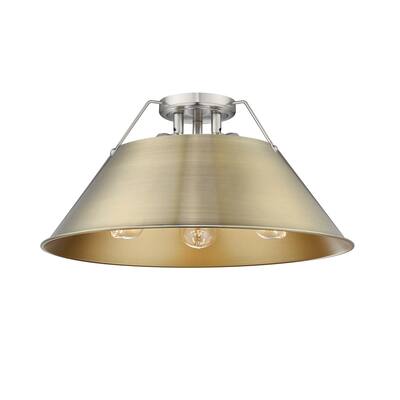 Orwell 3-Light Flush Mount in Pewter with Aged Brass - Silver