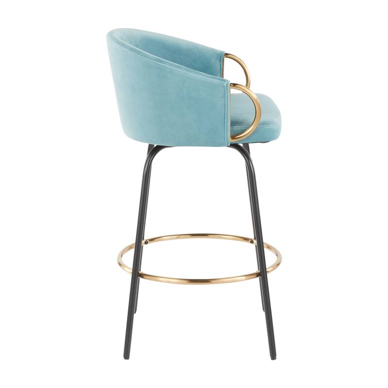 Silver Orchid Battista 26" Fixed-Height Counter Stool with Black Metal Legs & Gold Footrest (Set of 2)