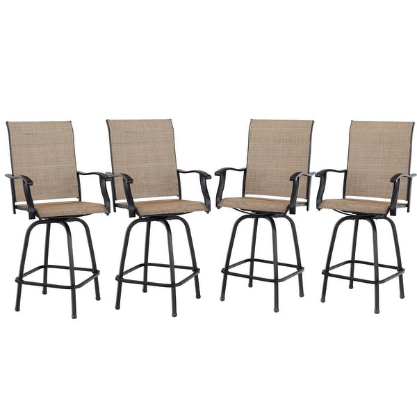 PHI VILLA Outdoor Patio Bistro High Chairs,Sling Swivel Bar Stools Set of 2 