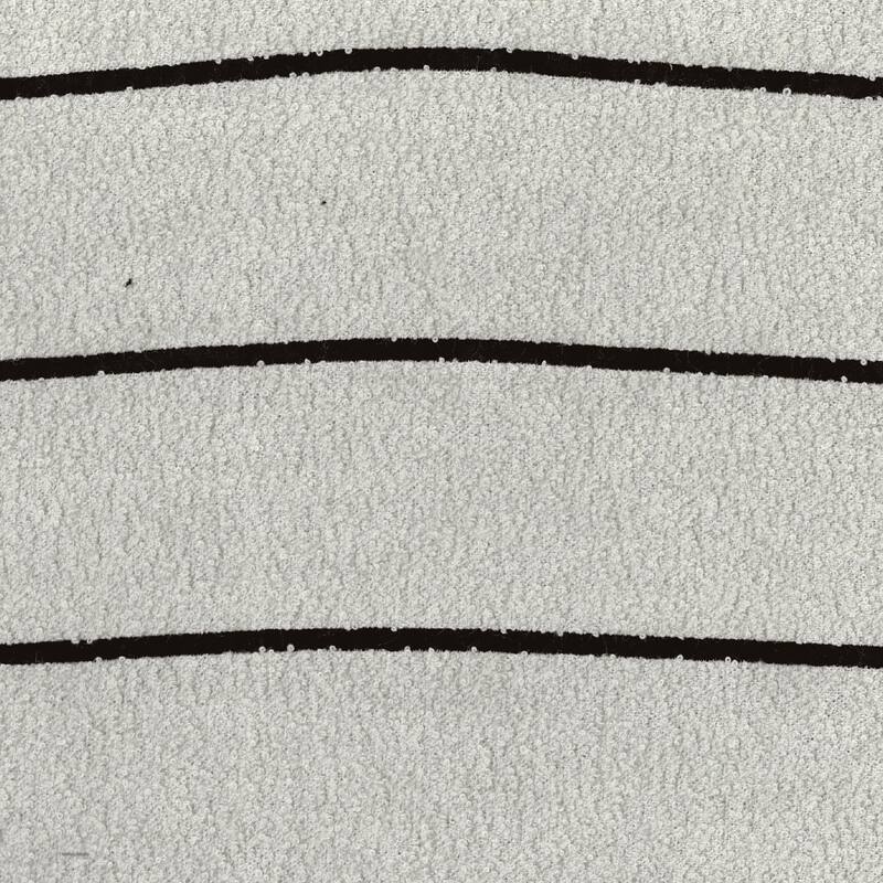 Modern Pouf Ottoman, White Black Striped Jacquard, 16 Inch Square