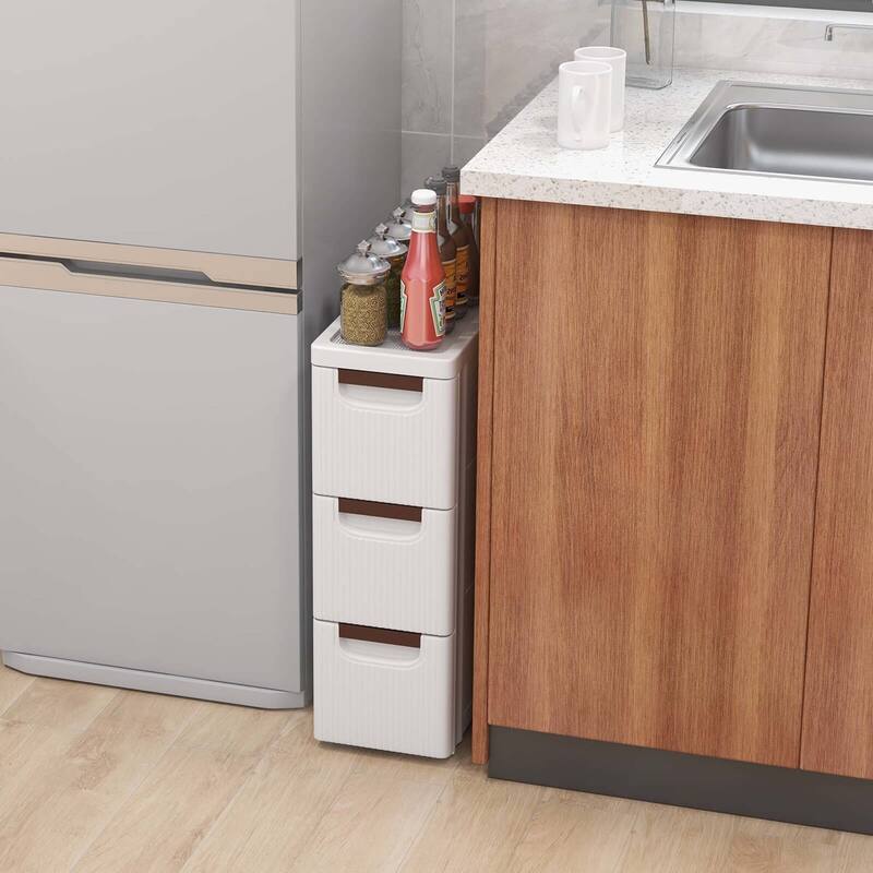 Costway 2 PCS 3-Drawer Narrow Rolling Storage Cabinet with Pull - See Details