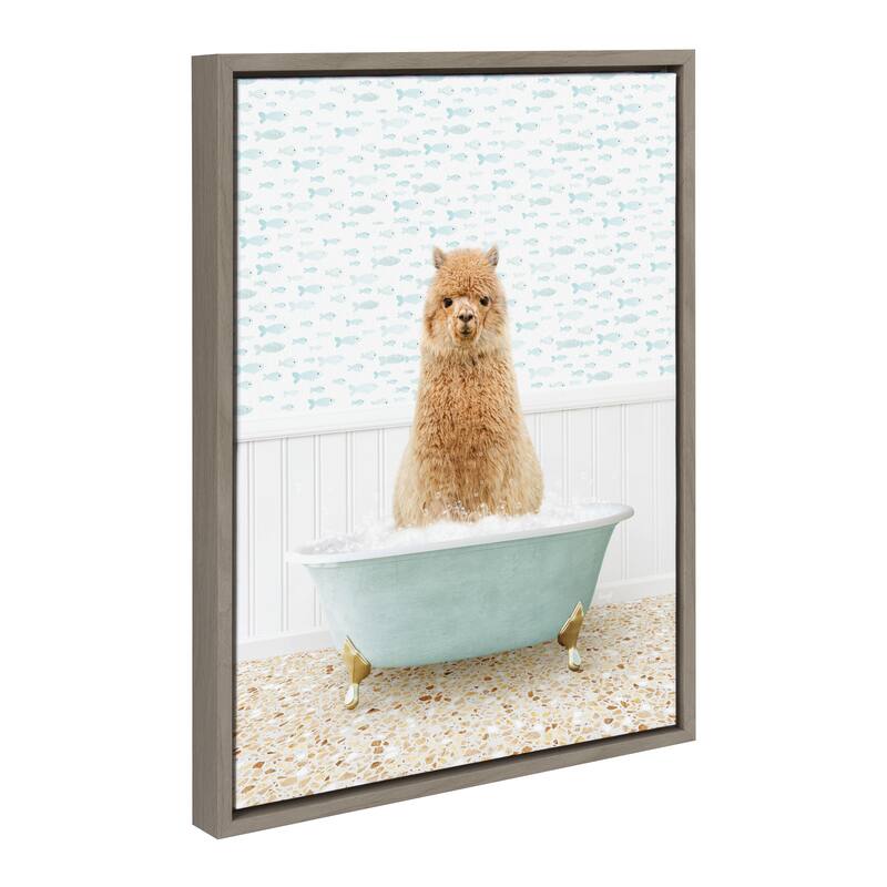 Kate and Laurel Sylvie Animal Bath Framed Canvas by Amy Peterson - 18x24