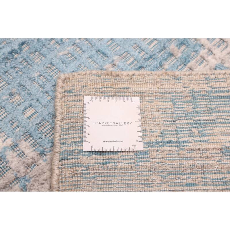 ECARPETGALLERY Hand Loomed Elysian Sky Blue Rug - 8'1 x 9'10