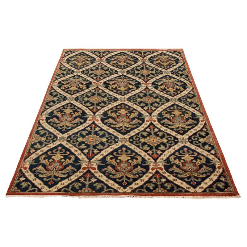ECARPETGALLERY Hand-knotted Jules Serapi Dark Navy Wool Rug - 6'6 x 9'9