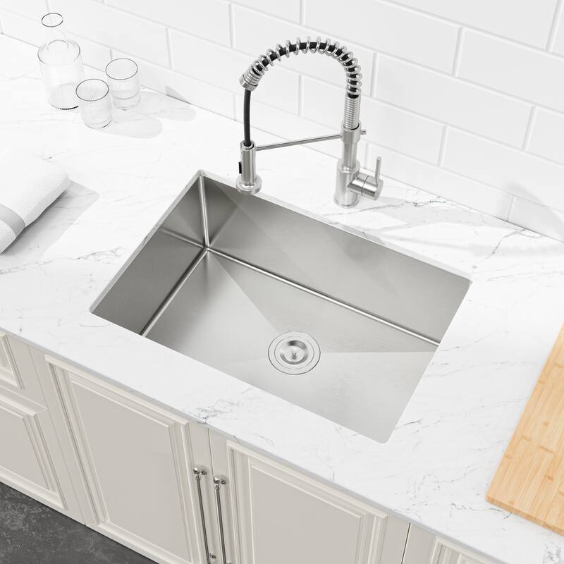 Stainless Steel Kitchen Sink Single Bowl with US Standard Drain and Hook