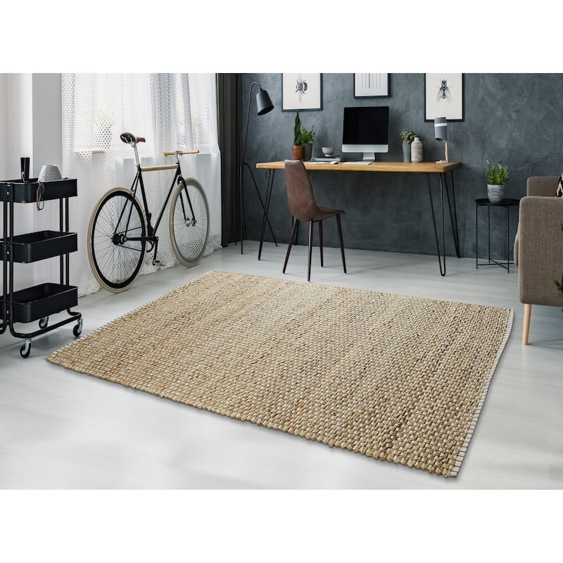 Nevaeh Coastal Blue/Ivory Woven Jute Indoor Area Rug by Sevita