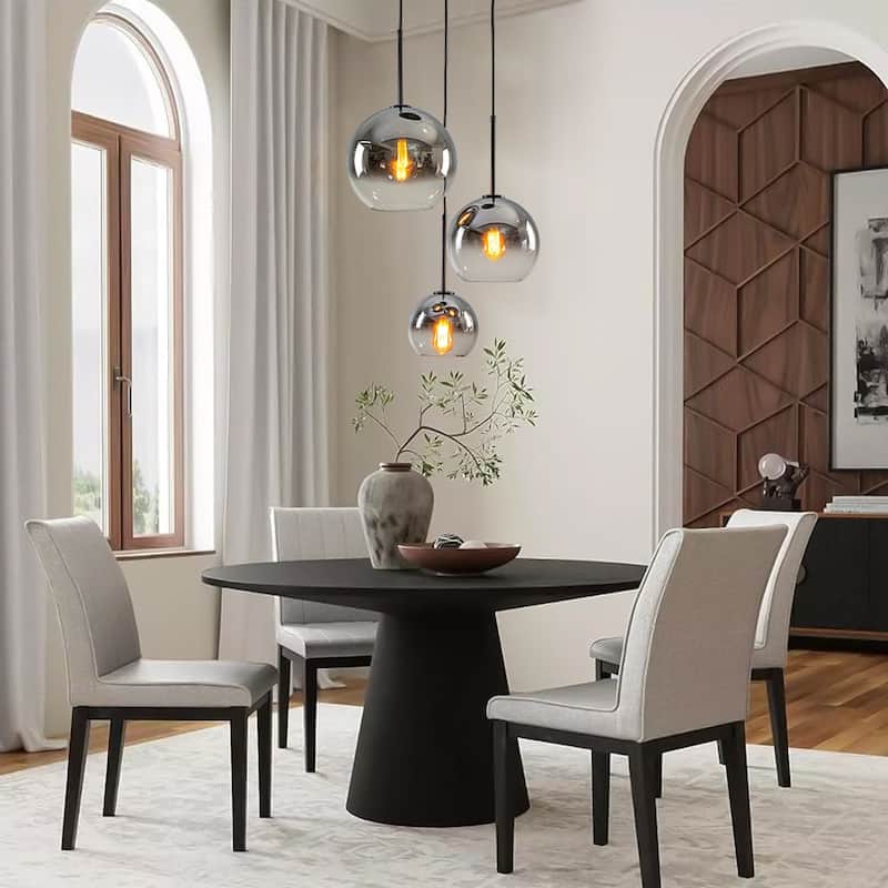3-Light Round Polished Glass Globe Bubble Pendant Light