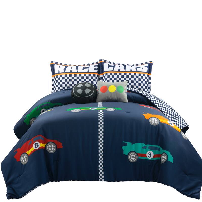 Lush Decor Racing Cars Reversible Oversized Comforter Set