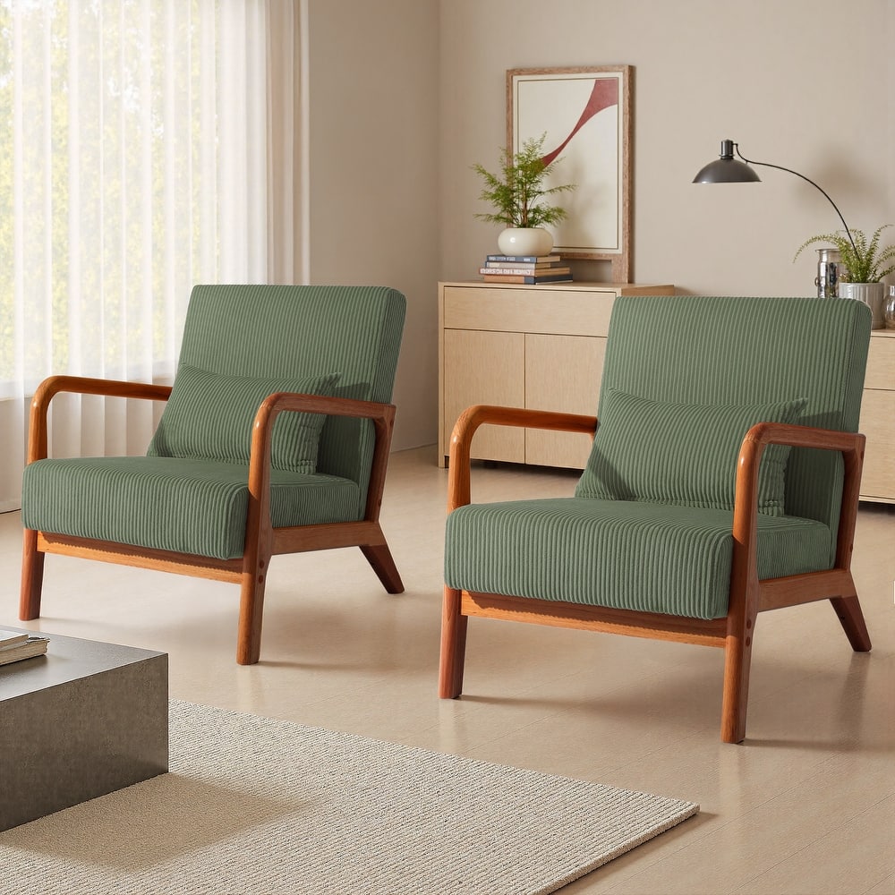 Set of 2 Mid-Century Upholstered Accent Chair with Cushion