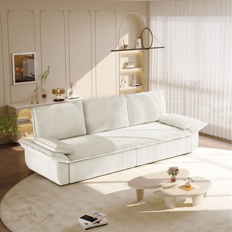 94.5" King Size Corduroy Convertible Pull Out Sofa Bed