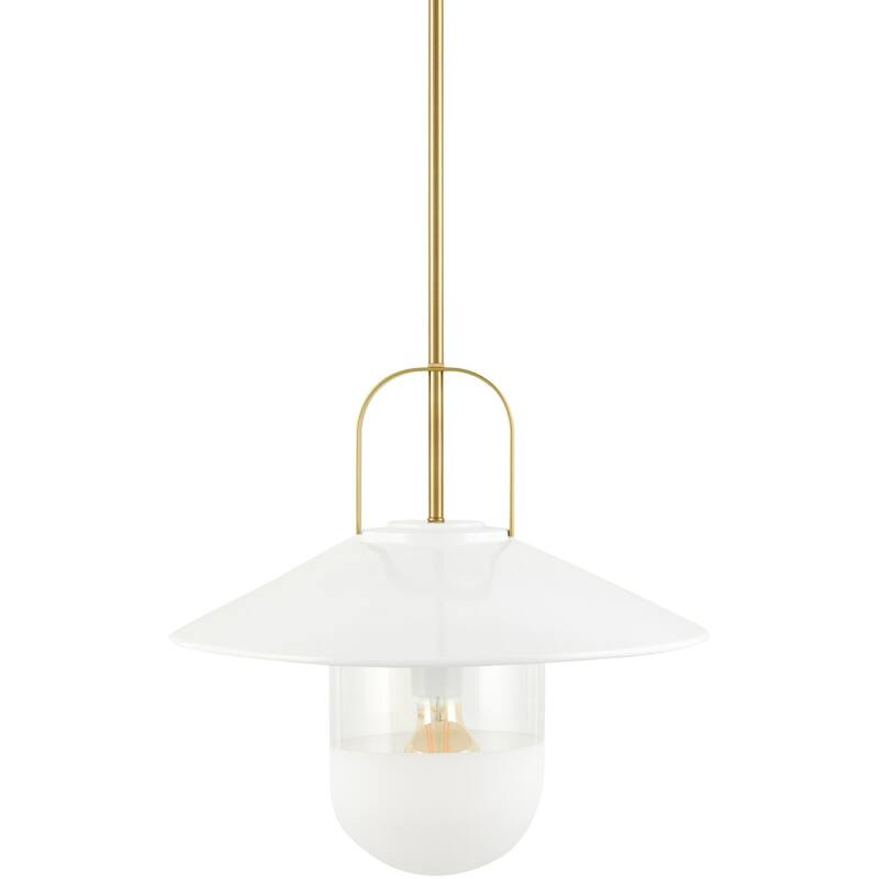 Livabliss Tuliw Modern Pendant - 16"L x 16"W x 15"H - White/Brass