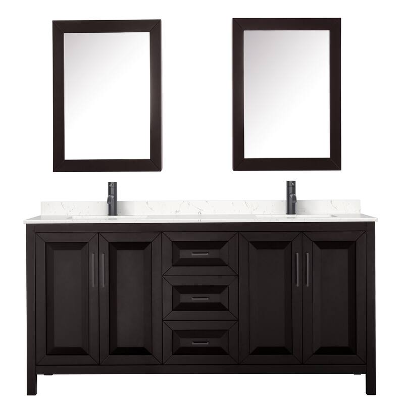 Daria 72 Inch Double Vanity, Cultured Marble Top, Medicine Cabinets