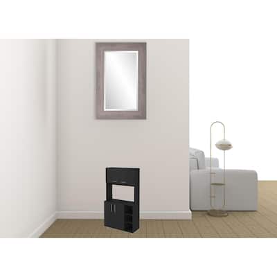28" Black Wall mounted Accent Cabinet With Nine Shelves And Three Drawers
