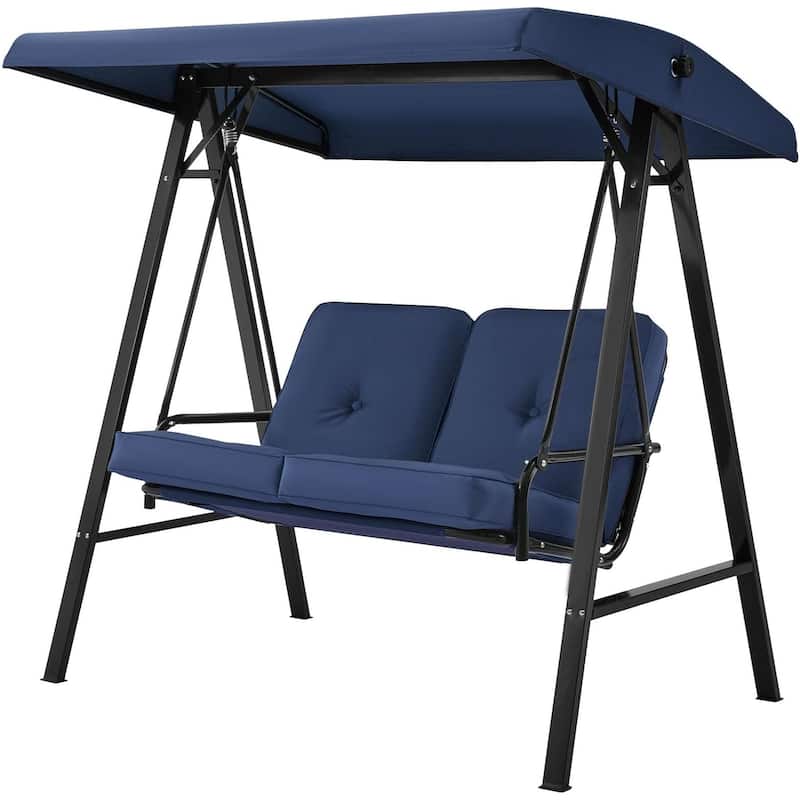 AECOJOY 2-Seat Porch Swing Chair, Patio Swing Chair w/ Cushions